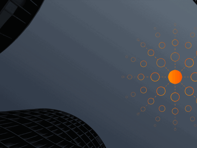 smart order routing geometric shapes with orange circles connected together