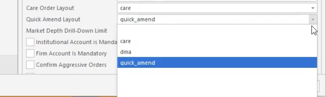 Configure Specific Layout For Amend Order Ticket