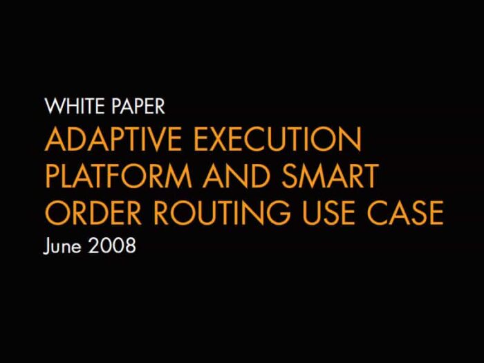 Whitepaper: Adaptive Execution Platform and Smart Order Routing Use Case - June 2008